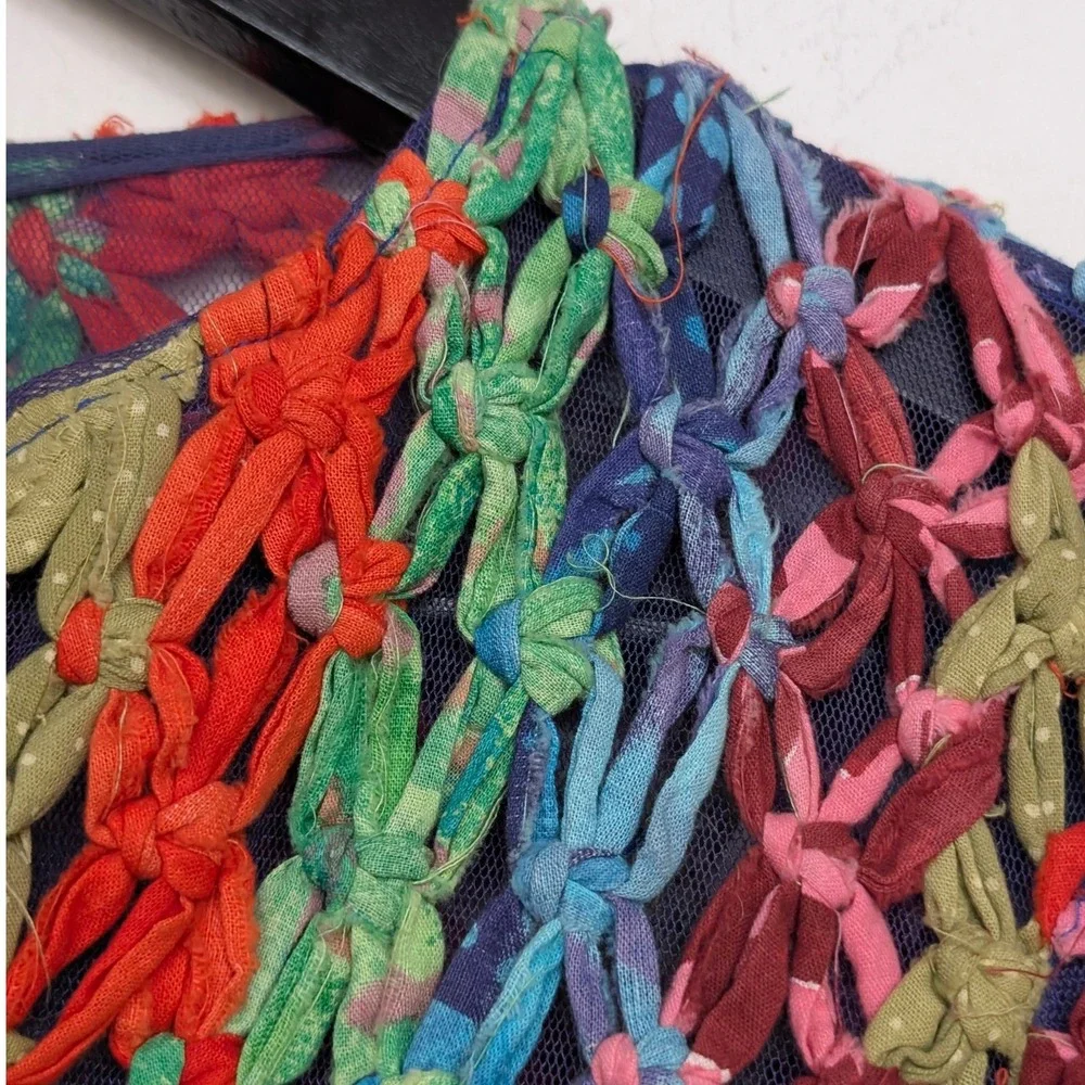Vintage Sandy Starkman Ribbon Crochet Cardigan Boho Art to Wear India‎ M - Picture 8 of 8